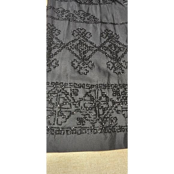 Doncaster Silk Beaded Blouse Womens 8 Black Collared 3/4 Sleeves Career Corpcore - Picture 8 of 9